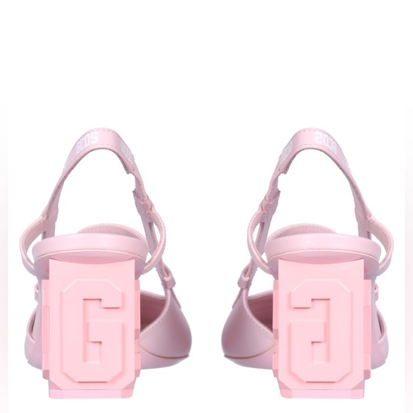 NEW GCDS‎ Leather Lilit Slingback Pink Logo Pumps Block Heels Coquette Feminine - Picture 10 of 15